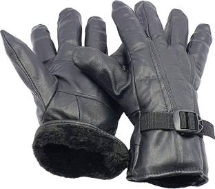 srijan Leather winter warm Snow Proof Gloves men & women for Bike Motorcycle Riding Gloves