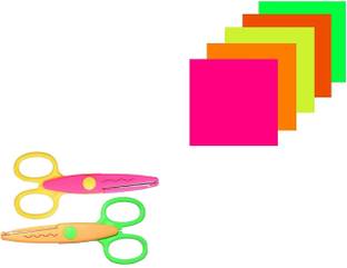 manrish 100 Origami Paper & Craft scissors For Scrapbooking,HobbyCrafts,Project Work
