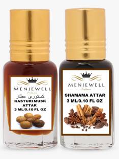 Menjewell Pack of 2PC Attar (Kasturi musk 3ml,Shamama 3ml)Natural Itra/Attar/ Perfume Floral Attar