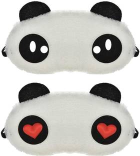 Nitsha Panda Eye Mask Slip Night Sleep Eye White And Black Super Soft & Smooth Travel Masks for Men Women Girls Boys Kids (Panda) Pack of 2