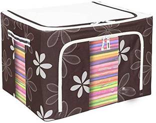 DEVZA storage bag Living Box, Large Capacity Clothes Storage Bag, Wardrobe Organizer, 66L, Brown Foldable Storage Boxes for Clothes, Saree Cover Bags