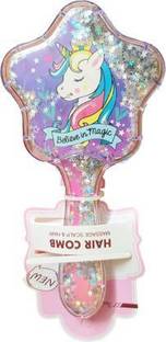 VIHAAN Hair brush for Girls Comb for kids glitters inside premium quality with Unicorn print