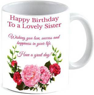 MM9E HAPPY BIRTHDAY TO A LOVELY SISTER , I LOVE MY LITTLE SISTER , HAPPY BIRTHDAY ADDMUG108 Ceramic Coffee Mug