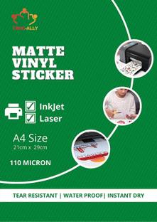 True-Ally A4 25 sheets Vinyl Matte Sticker Photo Paper for Inkjet Printer (Pearl White) Self Adhesive, Waterproof, Dries Quickly, Tear Resistant DIY Sticker Printing Unruled A4 110 gsm Inkjet Paper