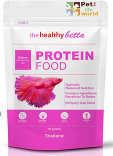 Petzlifeworld Aura The Healthy Betta Protein Food, 25G | Colour Enhancing Diet 0.025 kg Dry New Born, Adult, Young, Senior Fish Food