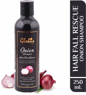 Globus Naturals Hair Fall Rescue Onion Shampoo| Enriched with Nagarmotha, Bhringraj, Yashtimadhu & Amla | Accelerate Hair growth | Reduces Hair loss | Fights dandruff, lice & itch | SLS & Paraben Free