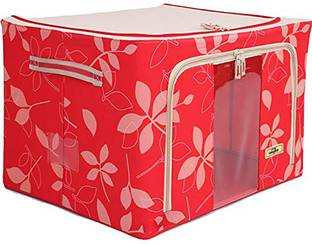 DEVZA storage box Living Box, Large Capacity Clothes Storage Bag, Wardrobe Organizer, 66L, Red Wardrobe Organizer, Cloth Storage Bags