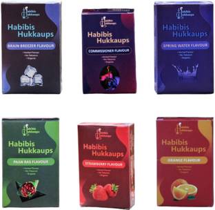 Habibis hukkaups Herbal Flavour Combo of 6 ( pay for 5 and get 6 Flavours) Brain Breezer+Commissioner+Spring Water+Pan+Strawberry+Orange with Filter box Hookah Flavor