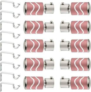 GLOXY Pink, Silver Rod Rail Bracket, Curtain Knobs, Curtain Hooks, Curtain Rods Metal