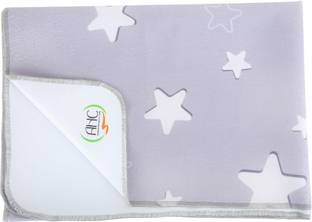 AHC Baby Printed Quick Dry Sheet (Size: Medium, 100 cm x 70 cm, Grey Star Print) Bed Protector Bunk