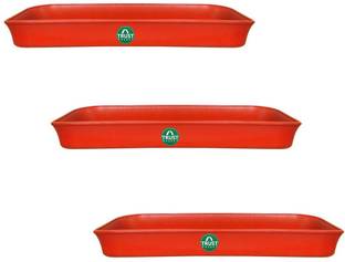 TrustBasket UV Treated Rectangular Bottom Tray Terracota Color Plastic Plant Container Set