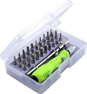 White Wings Screwdriver Kit Set of 32pcs. for Mobile Repairing Laptop Repairing Tool Opening Watch Electronic Mini Phone Opening Tools Screwdriver Bits Set with Magnetic Flexible Extension Rod Standard Screwdriver Set