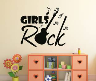 WALLDECORS 60.96 cm GIRLS ROCK MUSIC IMAGE Self Adhesive Sticker
