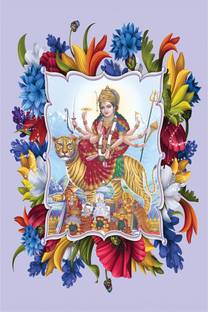 god & god's 46 cm Vaishno Devi Mata Sparkle Lamination Sticker 2120 Self Adhesive Sticker