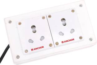 ANCHOR BAHUL ASSEMBLED BOARD CONTAINS 2 Anchor Sockets(15 Amp) with 4 Metre Chord Surge Protector (white) 2  Socket Extension Boards