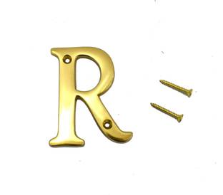 Wigano 3" House Door Alphabets Brass Yellow (Alphabet R) Sign