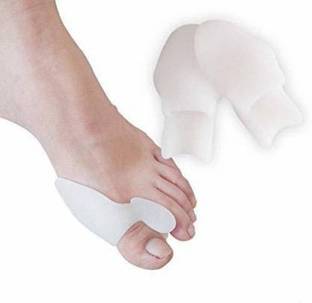 RADHADHIRAJ Anti Crack Toe Protector Soft Silica Gel Milk White Foot Protector Silicone Bunion Corrector & Relief Protector Treat Pain in Hallux Valgus Spacers Straighteners splint Aid Double Toe Separator Relieves Bunion Pain & Aligns Crooked Toes