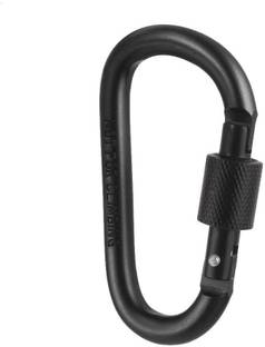 RIANZ Aluminum Black Carabiner D-Ring/Clip/Hook/Keychain/Screw Locking (Pack of 2 Pcs) Locking Key Chain