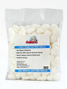 Adore 100% Pure Cotton Balls White -100pc (pack of 6)