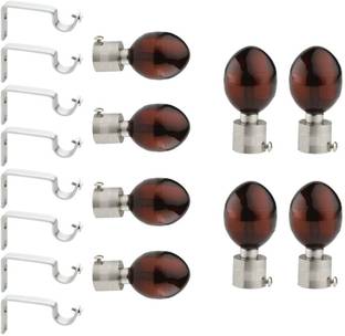 Welson Brown Rod Rail Bracket, Curtain Knobs, Curtain Hooks, Curtain Rods Metal