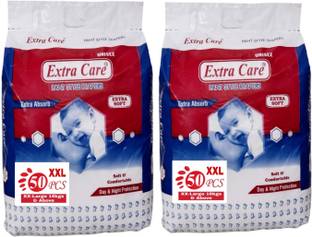 Extra Care EXTRA ABSORB PANT STYLE DIAPERS XXL 50+50 PCS COMBO OF 100 - XXL