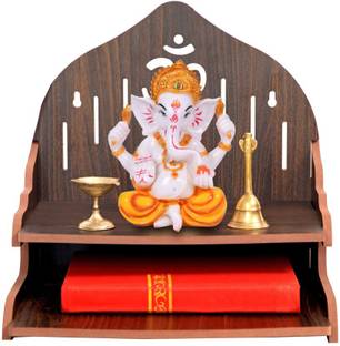 स्टैस्टोर Wooden Singhasan Temple for God, Laddu Gopal Sinhasan for Pooja Mandir, Singhasan for Diwali, Durga Pooja, Navratri, Ganesh Chaturthi - Multicolor (Red) Engineered Wood Home Temple इंजीनियर वुड घर का मंदिर