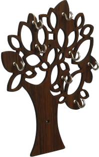 jaishreeshyamcollectionTM Tree shape wood cuting home decorative item and wall decor key holder Wood Key Holder