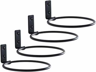 AppEasy Metal Hanging Ring Shape Pot Stand 4 pc(Black -18x18x7 cm) Plant Container Set