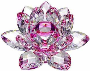 ARINA CREATIONS Pink Crystal Lotus Flower Decorative Showpiece  -  7 cm
