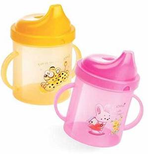 chapo Baby Plastic Little Sipper Cup with Double Handle 250 ML ( pack of-2)