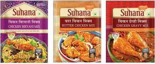 SUHANA Non Veg Combo 6 - Butter Chicken 2 + Chicken Gravy Mix 2 + Chicken Biryani Mix 2