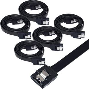 EXPERTRONICS  TV-out Cable SATA 3 6.0 Gbps Data Cable with Locking Latch for HDD & SSD - Black pack of 5