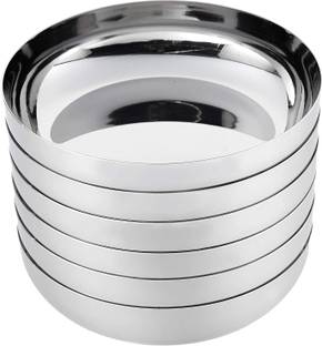 Marwall Stainless Steel Dessert Bowl Stainless Steel Halwa/Dessert Plate Set (6 Pieces, 11.5cm Dia)