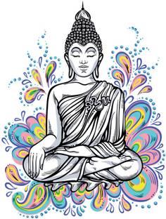 Masstone 54 cm Lord Buddha Religious God Self Adhesive Sticker