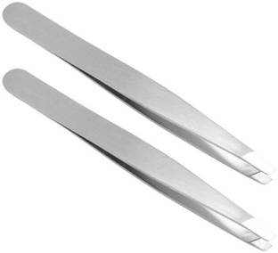 nik city store Steel Tweezer Eyebrow Plucker or Eye Plucker plucking face hair Slant Tip Puller | eyebrow chimti | pack of 2