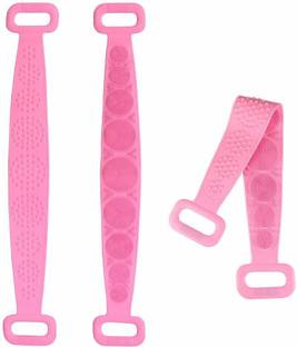 Kariyani Fashion Hub EASY Silicone Bath Body Brush, Exfoliating Long Silicone Body Back Scrubber, Strong Rub Back Mud Silica Gel Bath Towel, Silicone Double-Sided Back Scrub-Pink