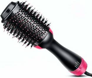 trideno HAIR DRYER HOT AIR BRUSH WITH BLOWER (1000 W) ONE STEP HAIR DRYER AND STRAIGHTENER Hair Straightener (Black Pink)) HSB-011 Hair Straightener Brush