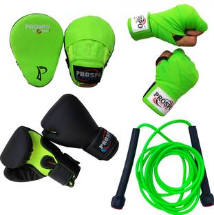 PROSPO BOXING COMBO WITH GLOVES,FOCUS PAD,HAND WRAP,ROPE) Fitness Accessory Kit Kit