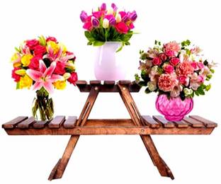 CarvingCraft CarvingCraft Folding Table/Wooden Side Table/End Table/Plant Stand/Book Stand/Foldup Table/Wooden Folding Table Solid Wood End Table