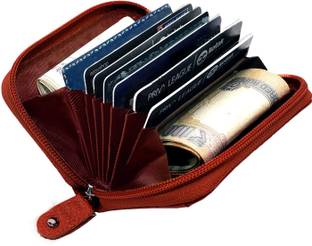 ABYS Genuine Leather Men Wallet||ATM Card Case||Money Purse||Card Holder with Zip Closure (Brown) 7 Card Holder