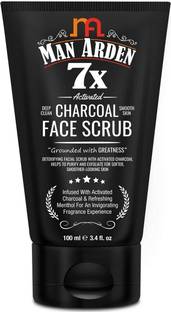 Man Arden 7X Activated Charcoal Face Scrub 100ml - Infused with Vitamin C & Menthol Scrub