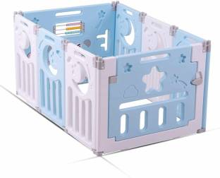 baybee Baybee Playard Playpen for Kids, Smart Folding & Portable Baby Activity with Safety Lock, Play Gate Fence for Kids, Toddlers -Indoor Activity Suitable for Babies Upto 3 Yrs (Blue, 8 Panel) Safety Gate