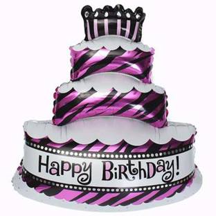 SOI Printed Mylar Foil Cake Shape Large 30 inch Balloon for Birthday Wedding Valentine's Day Engagement Party Decorations for Girls Kids Balloon