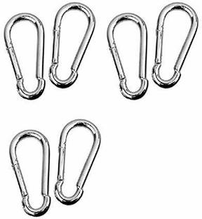 SIGNATRON Snap Hook Carabiner/Hook Swing Connector/Heavy Duty Multipurpose Silver- Pack of 6 Locking Carabiner