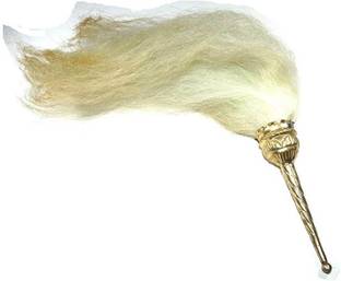Mayapuri Chawar/Chanwara/Chaur/Chavar Sahib in Metal Body/Sacred Fly Whisk 20 inches (1 Piece) Deity Ornament