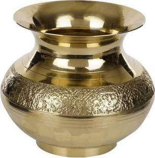 NAVYAKSH Kalash Brass Pot Pooja Items Indian Brass Kalash (Height: 6 inch, Gold) Brass Kalash
