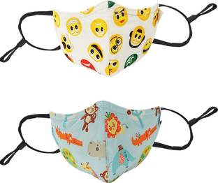 Chicco ComfyPro Face Mask EMOJI JUNGLE 3-6Y ( Pack of 2) 00010878000000 Reusable Cloth Mask With Melt Blown Fabric Layer