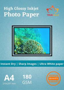 True-Ally 180 GSM High Glossy Photo Paper A4 Size for Inkjet Printer (White) Water-resistant, Dries Quickly DIY Printing Label Art (A4-40 Sheets) Unruled A4 180 gsm Photo Paper