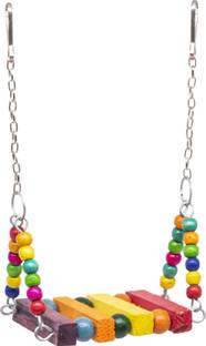 GREENBIRDS TOYS Bird Wooden Swing Small Size Colorful Natural Wood Parrot Toys Cage Accessories Resting Toy Wooden Training Aid For Small & Medium Bird & Parrots Wooden Chew Toy, Training Aid, Perch For Bird