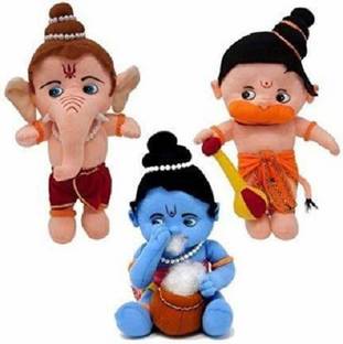 Saubhagye baby krishna hanuman ganesh soft toy for baby gift imp. item - 15 cm (Multicolor)  - 15 cm